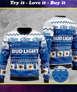 bud light beer pattern full printing christmas ugly sweater