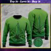 cannabis leaf full printing christmas ugly sweater