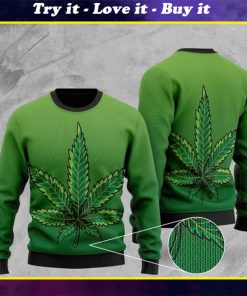 cannabis leaf full printing christmas ugly sweater