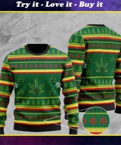 cannabis leaf pattern full printing christmas ugly sweater
