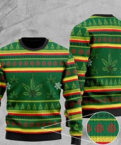 cannabis wool all over printed christmas ugly sweater 2