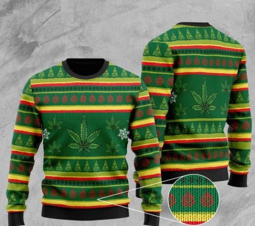 cannabis wool all over printed christmas ugly sweater 2