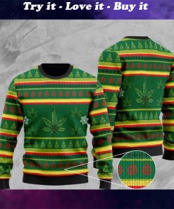 cannabis wool all over printed christmas ugly sweater