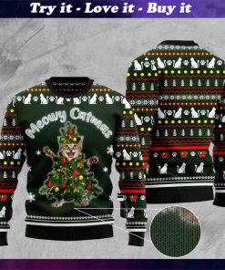 cat meowy catmas pattern full printing christmas ugly sweater