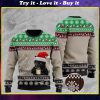 christmas black cat with coffee is this jolly enough pattern ugly sweater