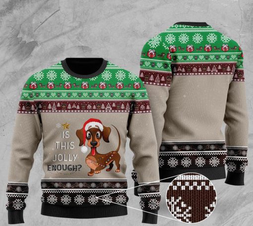 christmas dachshund is this jolly enough pattern ugly sweater 2