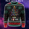 christmas tree sign language i love you all over printed ugly christmas sweater