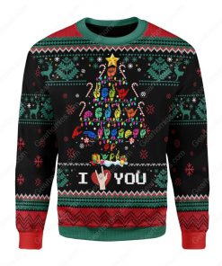 christmas tree sign language i love you all over printed ugly christmas sweater 2
