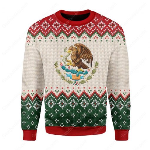 coat of arms of mexico all over printed ugly christmas sweater 3