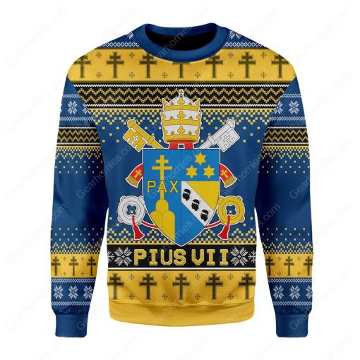 coat of arms of pius vii all over printed ugly christmas sweater 2