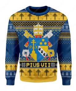 coat of arms of pius vii all over printed ugly christmas sweater 3