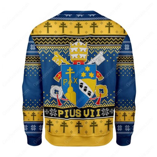 coat of arms of pius vii all over printed ugly christmas sweater 4