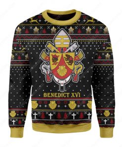 coat of arms of pope benedict xvi all over printed ugly christmas sweater 3