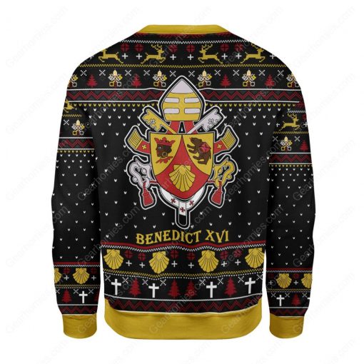 coat of arms of pope benedict xvi all over printed ugly christmas sweater 5