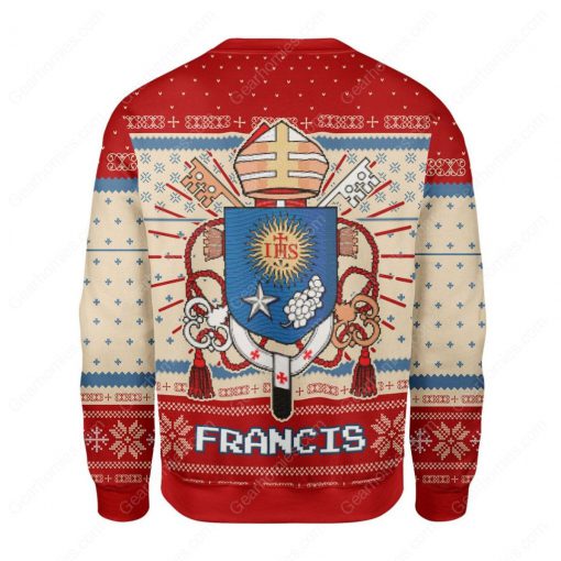 coat of arms of pope francis all over printed ugly christmas sweater 4