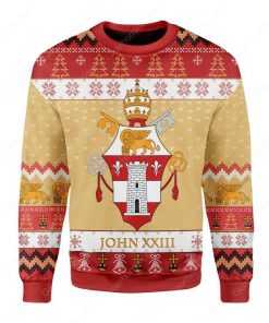 coat of arms of pope john xxiii all over printed ugly christmas sweater 3