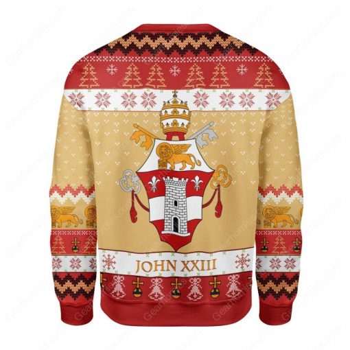 coat of arms of pope john xxiii all over printed ugly christmas sweater 4