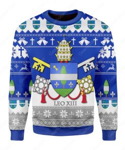 coat of arms of pope leo xiii all over printed ugly christmas sweater 2