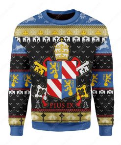 coat of arms of pope pius ix all over printed ugly christmas sweater 2