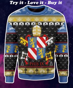 coat of arms of pope pius ix all over printed ugly christmas sweater