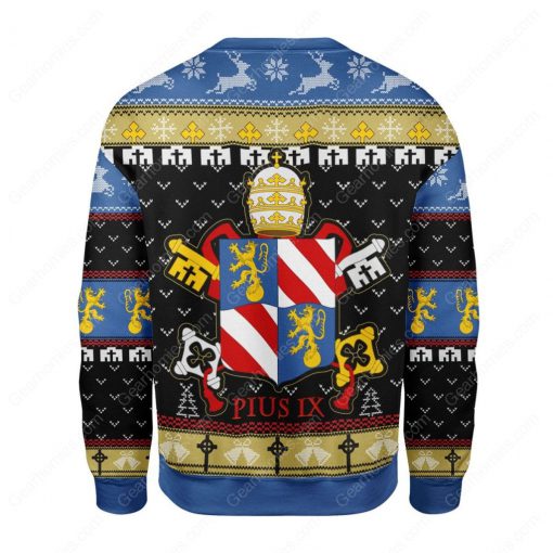 coat of arms of pope pius ix all over printed ugly christmas sweater 4