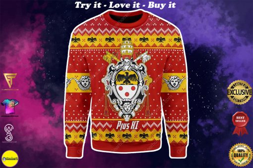coat of arms of pope pius xi all over printed ugly christmas sweater