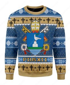 coat of arms of pope pius xii all over printed ugly christmas sweater 3