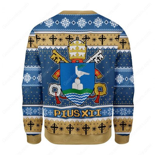 coat of arms of pope pius xii all over printed ugly christmas sweater 4