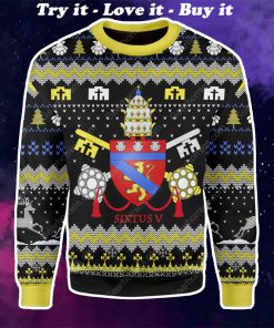coat of arms of pope sixtus v all over printed ugly christmas sweater