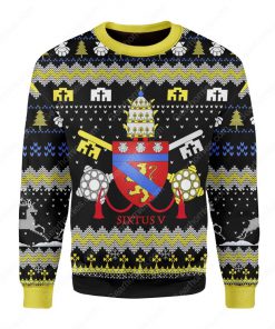 coat of arms of pope sixtus v all over printed ugly christmas sweater 3