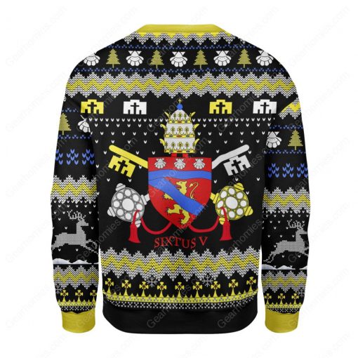 coat of arms of pope sixtus v all over printed ugly christmas sweater 4
