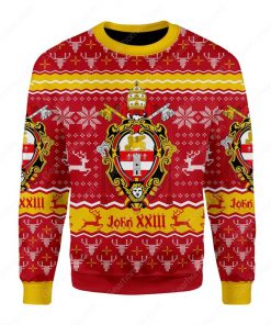 coat of arms of st john xxiii all over printed ugly christmas sweater 2