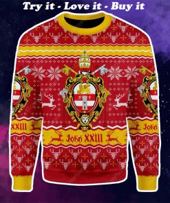 coat of arms of st john xxiii all over printed ugly christmas sweater