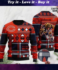 custom name chicago bears football team christmas ugly sweater