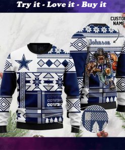 custom name dallas cowboys football team christmas ugly sweater