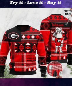 custom name georgia bulldogs football christmas ugly sweater