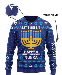 custom name lets get lit happy a merry christmas nukka ugly sweater 3