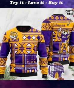 custom name lsu tigers football christmas ugly sweater
