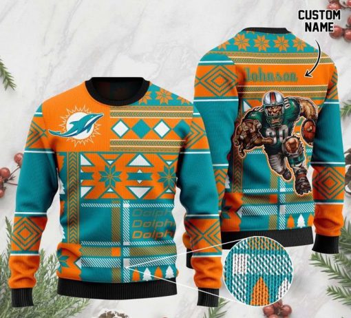 custom name miami dolphins football team christmas ugly sweater 2 - Copy (3)