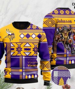 custom name minnesota vikings football team christmas ugly sweater 2
