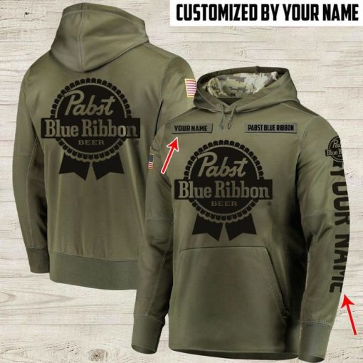 custom name pabst blue ribbon beer full printing hoodie 1