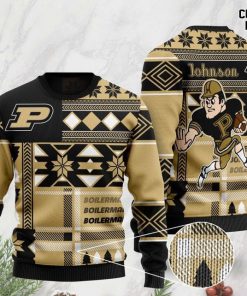 custom name purdue boilermakers football christmas ugly sweater 2
