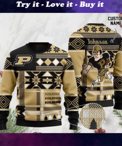 custom name purdue boilermakers football christmas ugly sweater