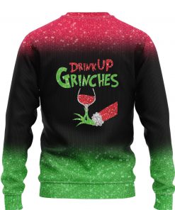 custom name the gricnh drink up green hand with glass of red wine ugly sweater 2
