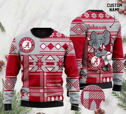 custome name alabama crimson tide football christmas ugly sweater 2