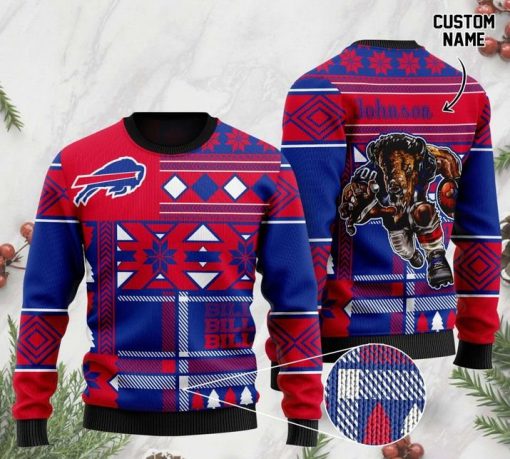 custome name buffalo bills football team christmas ugly sweater 2