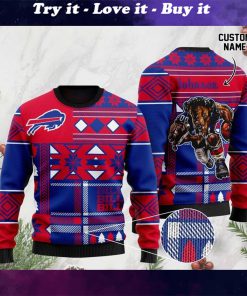 custome name buffalo bills football team christmas ugly sweater