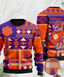 custome name clemson tigers football christmas ugly sweater 2
