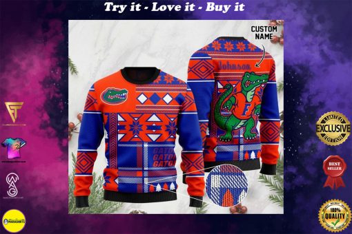 custome name florida gators football christmas ugly sweater