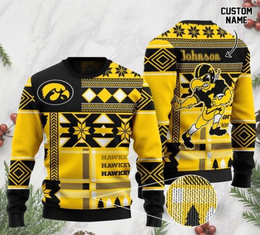 custome name iowa hawkeyes football team christmas ugly sweater 2